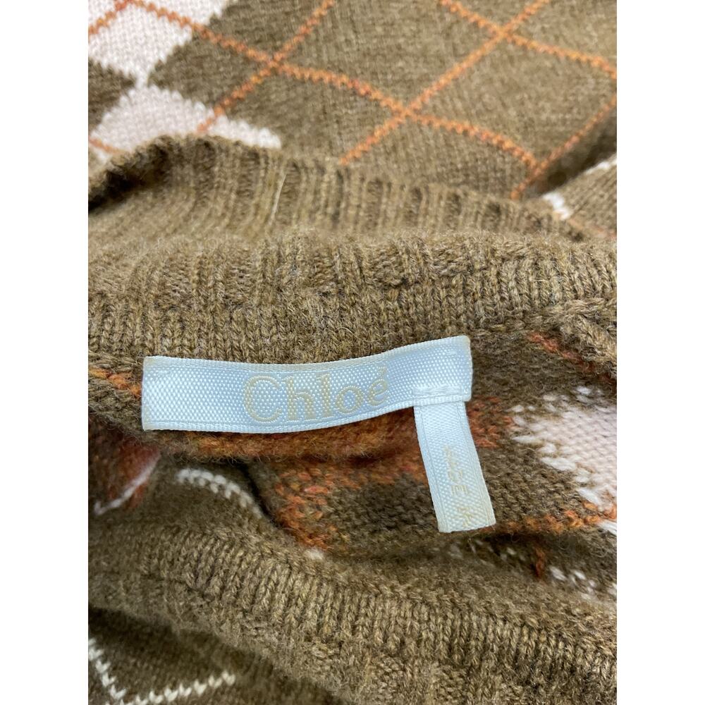 Chloe Argyle Cedar Green Turtleneck Sweater Size XS - Picture 4 of 5
